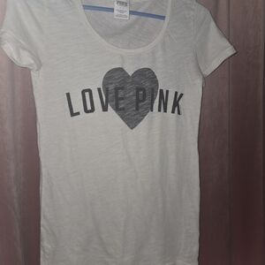 Y2K Victoria's Secret White Tee with Black Print